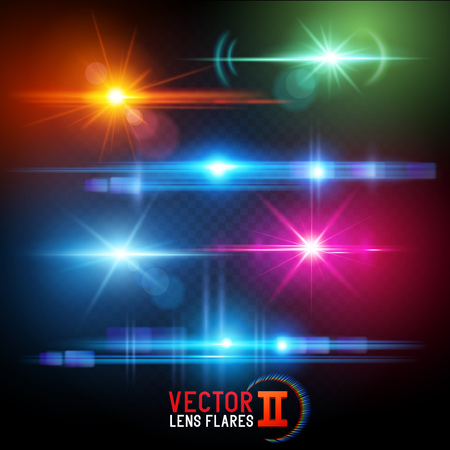 Vector Lens Flare Effects. Lens flares using transparencies. layered vector illustration.のイラスト素材