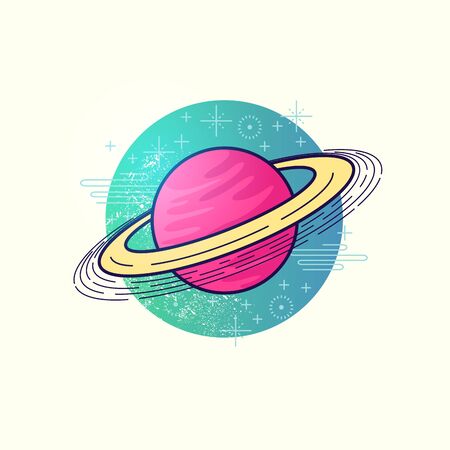 Space Planet Vector. A large gas planet with a ring system. vector illustrationのイラスト素材