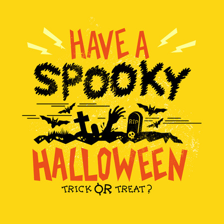 Spooky Halloween party design poster. Happy Halloween! Vector illustrationのイラスト素材