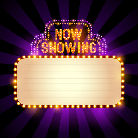 Vintage theatre / cinema sign with lights and room for text. Vector illustrationのイラスト素材