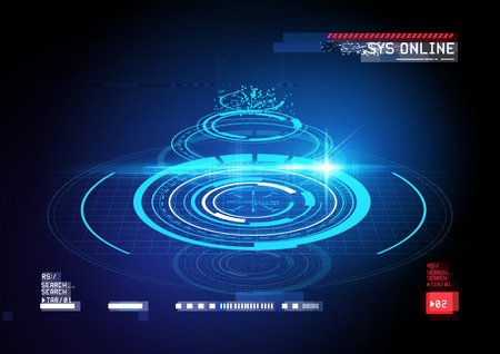 technical HUD display cross section with futuristic digital interface elements. Vector illustrationのイラスト素材