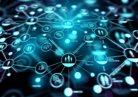 Increasing Connections. A closely connected network of people and technology. Illustration.の写真素材