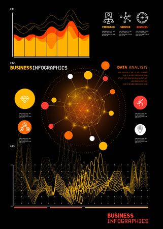 A set of detailed business infographic statistic charts and reports. Vector illustration.のイラスト素材