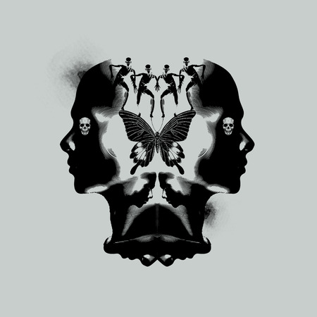 The human mind, thinking and emotional abstract illustration with dark ink stains. の写真素材