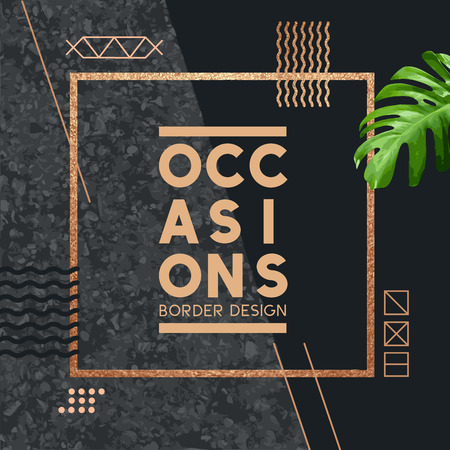 Copper and Concrete Design Border with decorations. Vector illustraionのイラスト素材