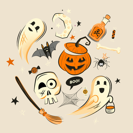 Halloween design vector decorations and characters.のイラスト素材