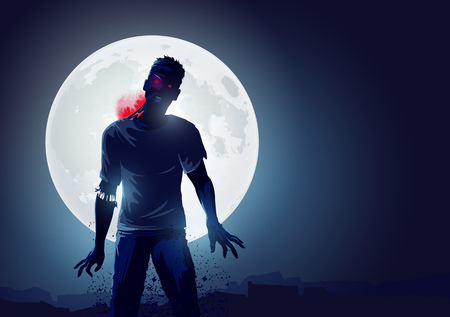 Dead Angry Zombie rising up and causing terror. Vector illustration.のイラスト素材