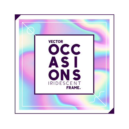 A square label design with a iridescent holographic texture background. Vector illustration.のイラスト素材