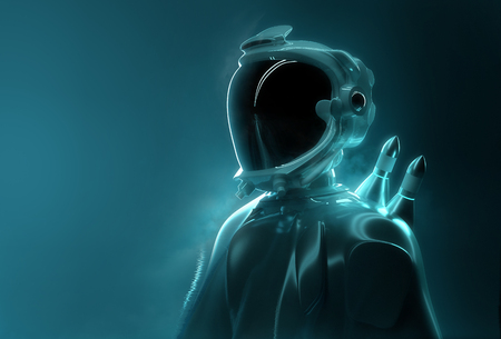 Futuristic Spaceman -  Advance Technology. Portrait of a young adult in full space exploration gear. 3D Illustration.の写真素材