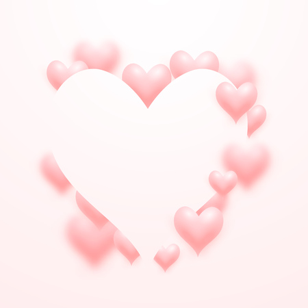 Floating pink love hearts Valentine's Day frame. Vector illustration.のイラスト素材