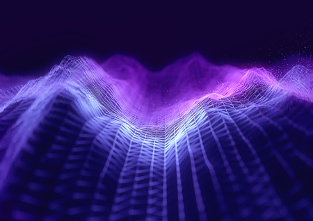 Modern technology connections. Cloud driven technologies and Cryptocurrency 3D polygon illustration...