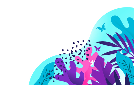 Abstract vector illustration of colourful plants and textures for use in design backgrounds etc.のイラスト素材