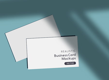 Realistic business card mockup template with vector long shadow effects.のイラスト素材