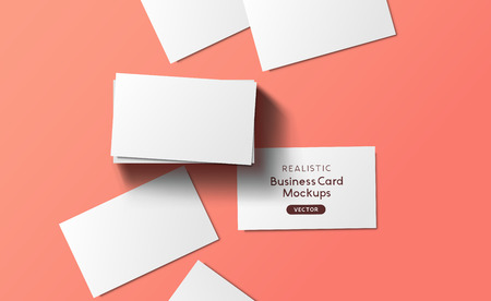 Top view mockup template of business cards for adding a brand or identity with shadows.のイラスト素材