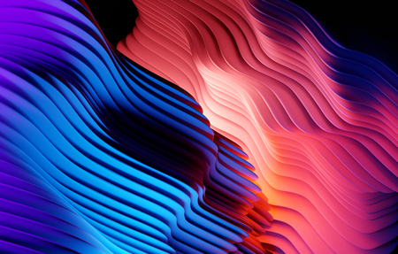 Abstract gradient warped shapes background design. 3D illustration