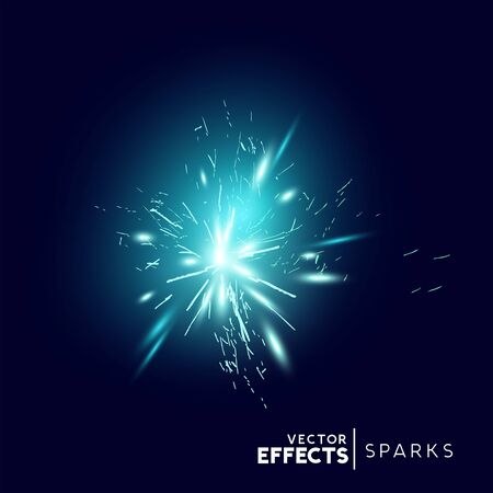 Blue Sparks and Explosion Effect. Vector illustration.のイラスト素材