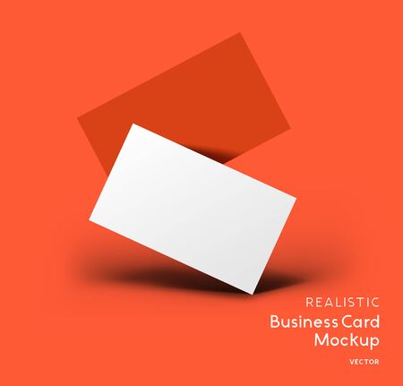 Front and back of business cards. Brand identity mockup design with shadows. Vector illustration.のイラスト素材