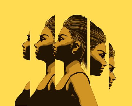 A women dealing with personal  issues. Metal health and wellbeing concept. Vector illustration.のイラスト素材