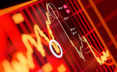 A graph showing large selling of global stock markets, crashing in 2020 on global fears including a...