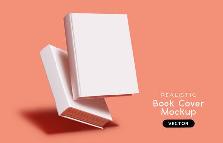 Blank book cover mockup layout design with shadows for branding. Vector illustration.のイラスト素材