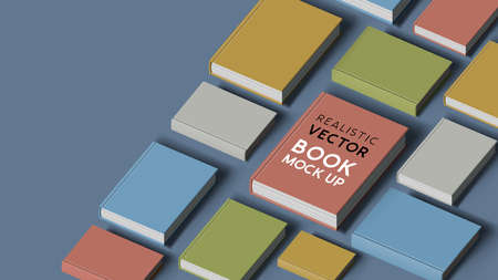 collection of hardcover realistic books. Mock up template for marketing. Vector illustrationのイラスト素材