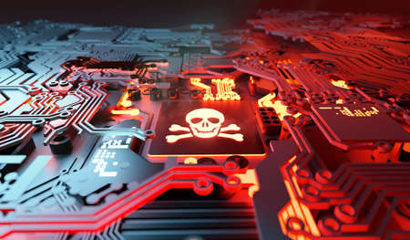 Vulnerable computer Systems being hacked and network ransomware digital cybercrime background...