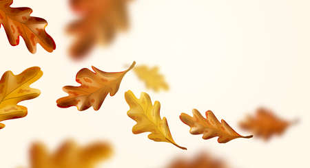 Autumn coloured leaves blowing in the wind. Vector fall background illustration.のイラスト素材