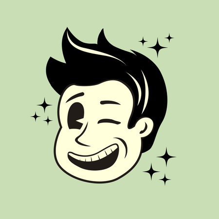 A cheerful winking vintage character cartoon. Vector illustrationのイラスト素材