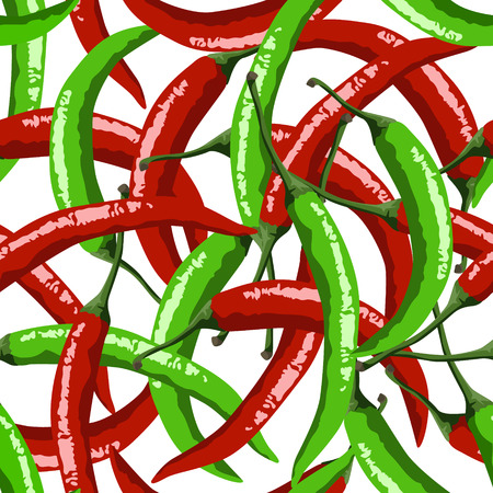Hot red peppers seamless pattern. Vector illustrationのイラスト素材