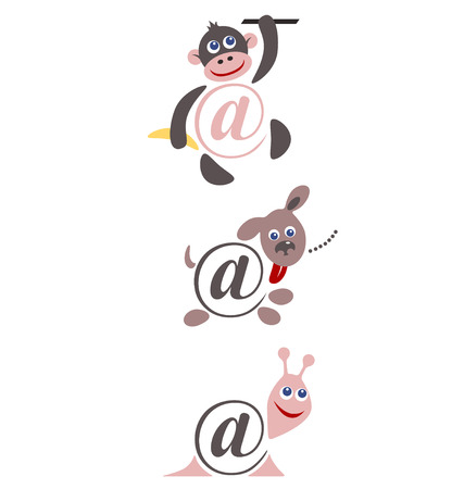 international sign email, animals color illustrationのイラスト素材