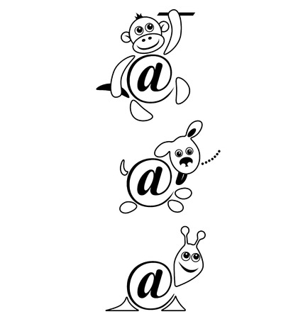 international sign email, animals contour. vector illustrationのイラスト素材