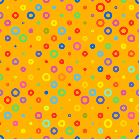 orange background fabric with colored circles seamless patternのイラスト素材