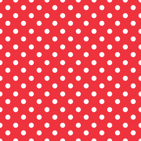 red background polka fabric with white dots seamless patternのイラスト素材