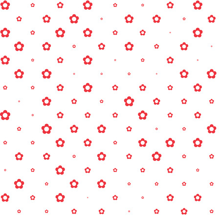 red different size flowers seamless pattern, fabric texture; vector illustrationのイラスト素材