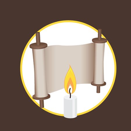 ancient scroll and candle elements for logo and web vector illustrationのイラスト素材