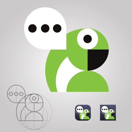 original talking parrot logo icon communication messages vector illustrationのイラスト素材
