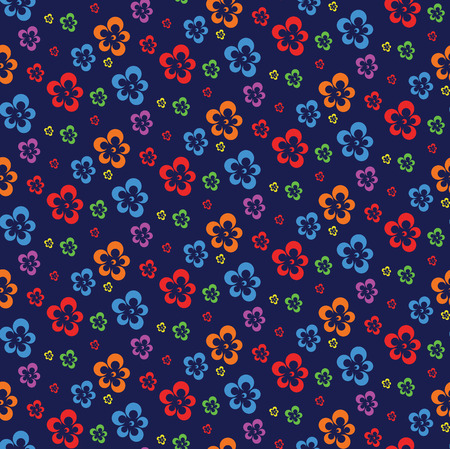colorful abstract flowers dark seamless pattern vectorillustrationのイラスト素材