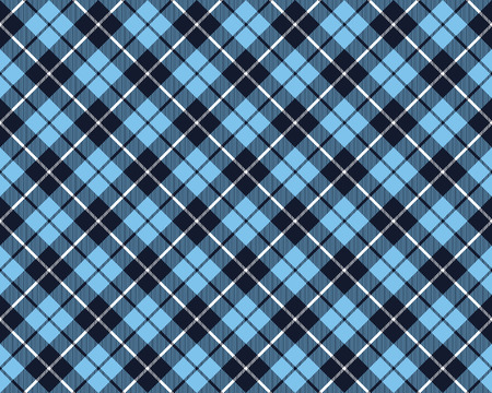 blue tartan fabric texture diagonal pattern seamless vector illustrationのイラスト素材