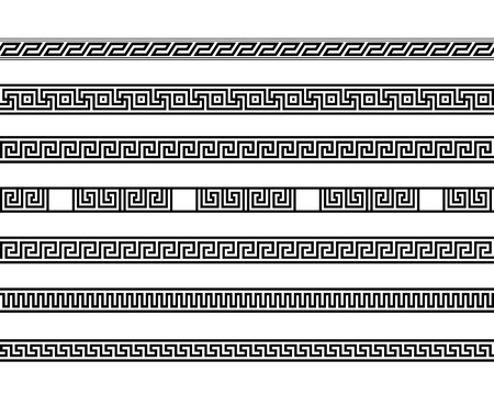 different meander ansient element patterns line, vector illustrationのイラスト素材