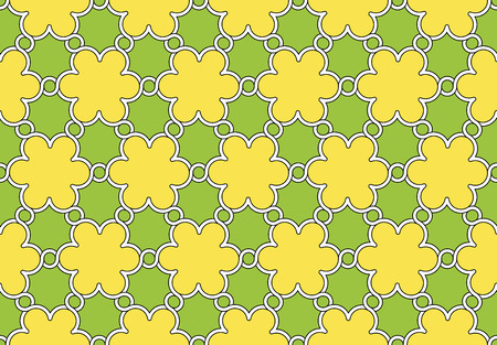 flowers pattern yellow and green ornament, vector illustrationのイラスト素材