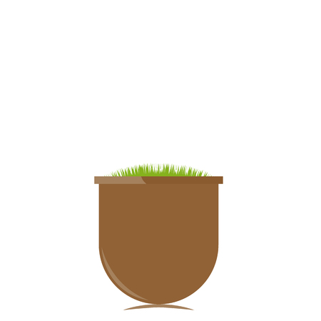 Flower pot with grass vector illustrationのイラスト素材
