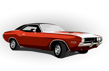 red classic muscle car vector illustrationのイラスト素材