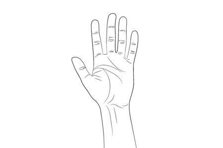 Greeting Hand Gesture outline contour vector illustrationのイラスト素材