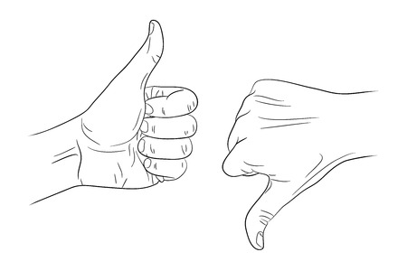 thumb up thumb down outline contour vector illustrationのイラスト素材