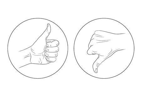 thumb up thumb down contour icon vector illustrationのイラスト素材