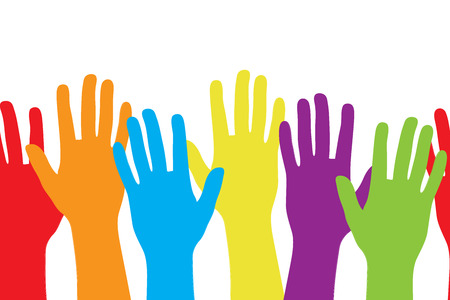 raised colors hands horizontal seamless pattern vector illustrationのイラスト素材