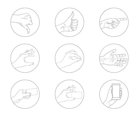 business hand gestures contour icon vector illustrationのイラスト素材