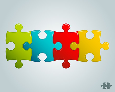 colorful puzzle pieces horizontal line vector illustrationのイラスト素材
