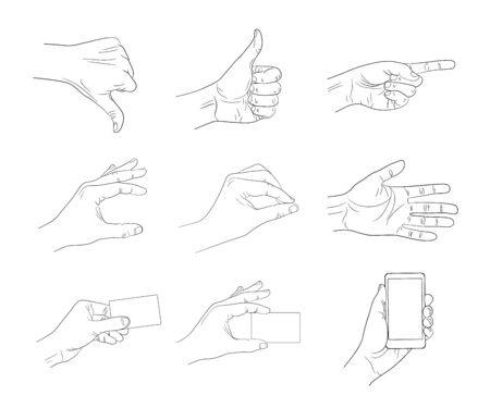 business hand gestures contour vector illustrationのイラスト素材
