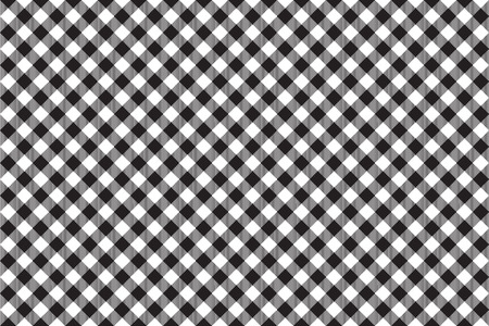 Black tablecloth diagonal background seamless pattern. Vector illustration of traditional gingham dining cloth with fabric texture. Checkered picnic cooking tablecloth.のイラスト素材